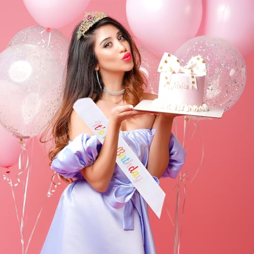 ACO-UINT Blue Birthday Crown for Women, Birthday Headband Birthday Sash Birthday Tiara, Birthday Girl Crown Birthday Queen Tiara Decorations Birthday Gifts