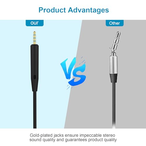QC35 Mic Cable Compatible with Bose Noise Cancelling 700, QC35, QC35 II, QC45, QC25, OE2, OE2i Headphones, Remote Volume Control Mic, 4.6ft