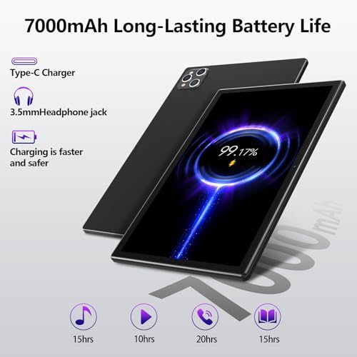 Android Tablet 2024 Newest Tablet 10 inch, Android 13 Tablet with Keyboard,128GB ROM 16GB RAM TF1TB Expand,Octa-Core Tablet with 5GWiFi,1080FHD,13MP+8MPCamera,Bluetooth5.0,GPS,Mouse,Case,Black