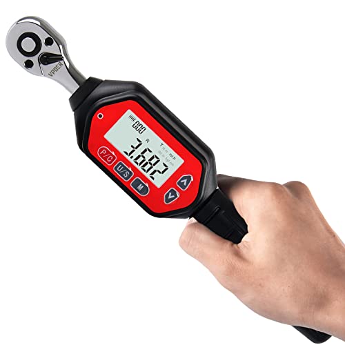 VPOER Digital Torque Wrench 1/4-inch Drive, 0.22-7.37 ft-lbs (0.3-10 Nm) (2.65-88.5 inch pound) with Buzzer & LED, Calibrated