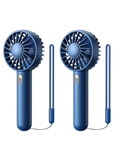Warmco 2-Pack Handheld Mini Fan Portable USB Rechargeable Small Hand Held Fan with Base Personal Desk Fan Super Compact Cooling Fan for Makeup, Home, Office, Travel, and Outdoor Activities