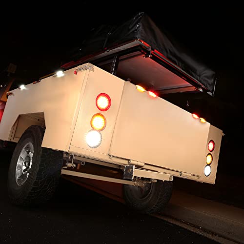 TRUE MODS 4" Round Amber 24 LED Trailer Tail Lights [DOT certified] [Grommet & Plug Included ] [IP67 Waterproof] Park Turn Trailer Lights for RV Trucks