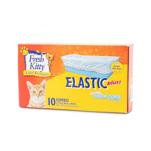 10 Count Fresh Kitty Litter Box Liners Durable, Easy Clean Up Elastic Jumbo Scented Odor Zorb Litter Pan Box Liners, Bags for Pet Cats