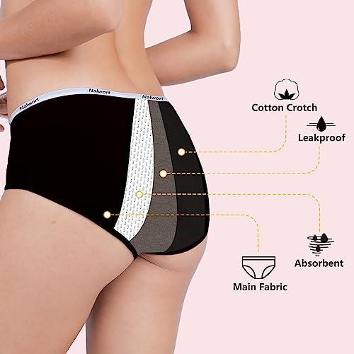 Nalwort Teen Girls Period Panties Cotton Leakproof Menstrual Underwear for First Period Starter