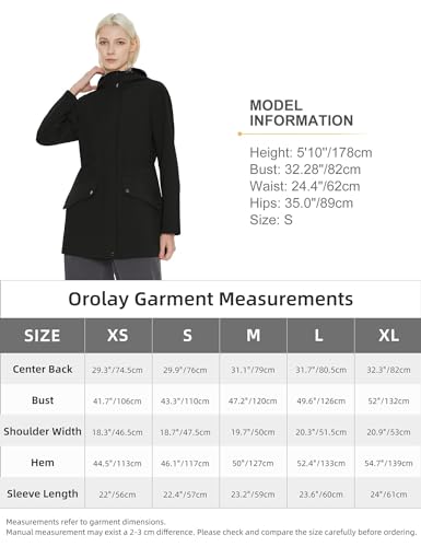 Orolay Women's Military Anorak Jacket Zip-Up Windbreaker Active Hooded Outerwear with Pockets Black Small