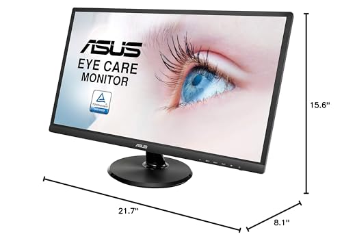 ASUS 23.8” Full HD Computer Monitor, 1080p, HDMI, VGA, Eye Care, 178° Wide Viewing Angle - VA249HE, Black