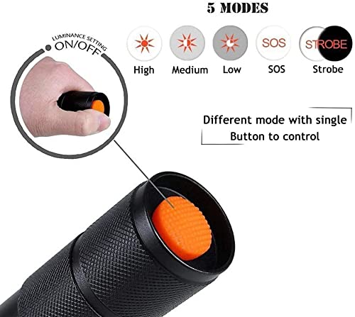 AuKvi TC1200 Tactical Flashlight 3000 Lumens Zoomable 5 Modes for Hurricane Camping Hiking etc (4-Pack)