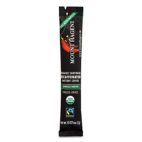 Mount Hagen 25 Count Single Serve Instant Decaf Coffee Packets - 1 Pack | Decaffeinated Organic Medium Roast Arabica Beans | Eco-friendly, Fair-Trade [1 x 25 sticks/1.76oz/50g]