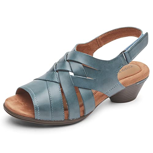 Rockport Women's Laurel Woven Sandal, Black Leather, 7.5 Narrow