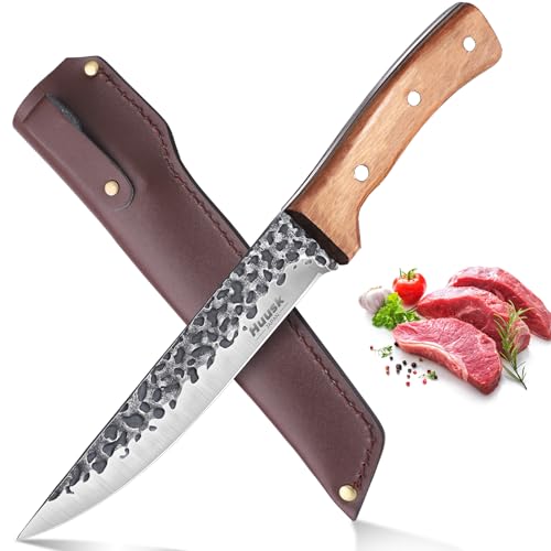 Huusk Butcher Knife for Meat Cutting,Japanese Boning Knife Meat Cleaver Knife with Sheath,Japan Chef Knife for Kitchen and Outdoor, Thanksgiving Christmas Gift for Dad