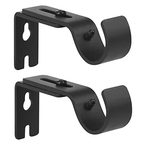 Anndason Heavy Duty Adjustable Curtain Rod Brackets Holders - 1 Inch Rod, Black Color, (Set of 2)