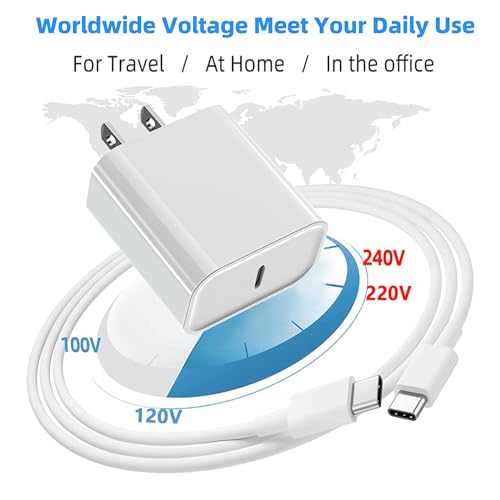 GKW Fast Charger for iPad with USB-C Port, iPad Pro Chargers, 20W USBC Fast Charging 10 ft for iPad 12.9/11/10.9 inch, Air 5th/4th, Mini 6th, 10th Generation, 10ft C to C Cable, 2Pack, White
