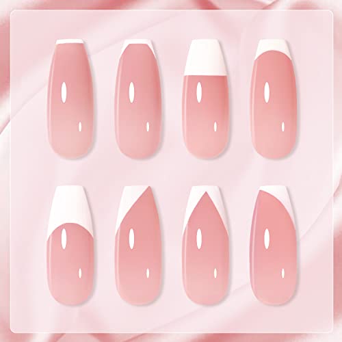 GAOY French Manicure Kit, Nail Stamper and 2Pcs Gel Nail Polish, Include Jelly Sheer Pink White Colors for French Tip, UV Light Cure