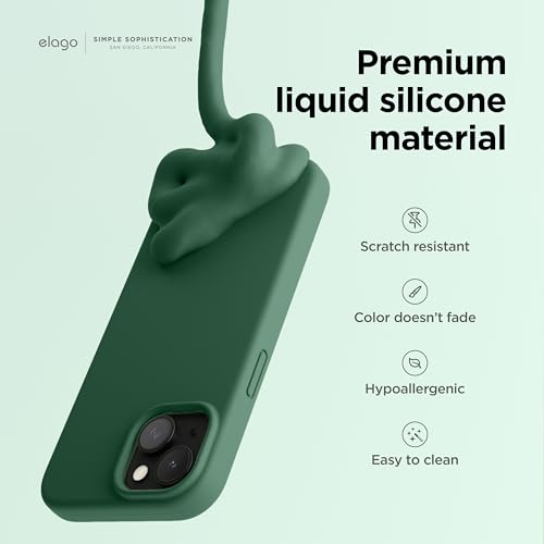 elago Compatible with iPhone 15 Case, Liquid Silicone Case, Full Body Protective Cover, Shockproof, Slim Phone Case, Anti-Scratch Soft Microfiber Lining, 6.1 inch (Pastel Green)