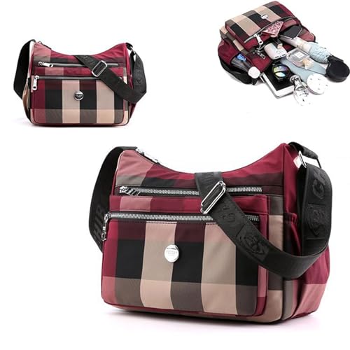 Street Smart Crossbody Bag, Triple Zip Anti Theft Bag, Large-capacity Oxford Cloth Crossbody Bag for Women (Red)
