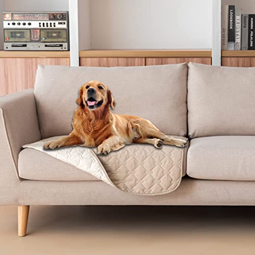 gogobunny 100% Double-Sided Waterproof Dog Bed Cover Pet Blanket Sofa Couch Furniture Protector for Puppy Large Dog Cat, Reversible (82x120 Inch (Pack of 1), Dark Yellow/Light Yellow)