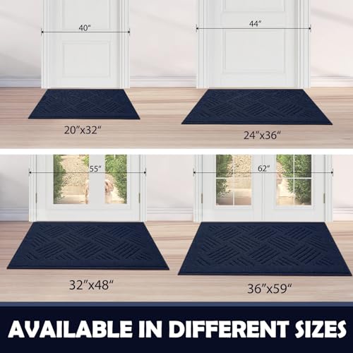 JEEDOVIA Door Mat Indoor Doormat,Front Back Door Mats Non Slip Entrance Rugs Rubber Backing,Inside Doormats for Entryway Low-Profile Absorbent Resist Dirt Floor Mats Washable Blue,20"x32"