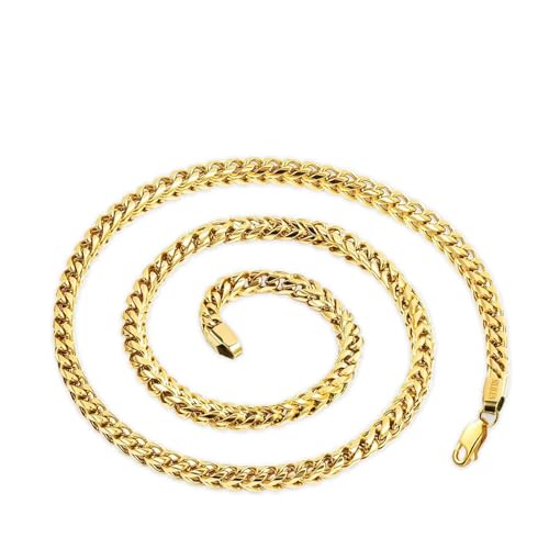 SILILUN Men Necklace 14 Gold Plated/Stainless Steel Fran-co Link Chian Punk Hip Hop Jewelry Gift (18 Inches, 3mm Wide 14K Gold)