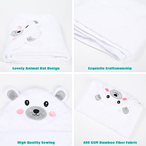 Touchat Hooded Baby Towels, Ultra Soft and Hypoallergenic Baby Bath Towels with Hood for Toddler Infant Newborn, Large and Absorbent Toddler Towels for Baby Boy Girl (Bear, 35.1''x35.1'')