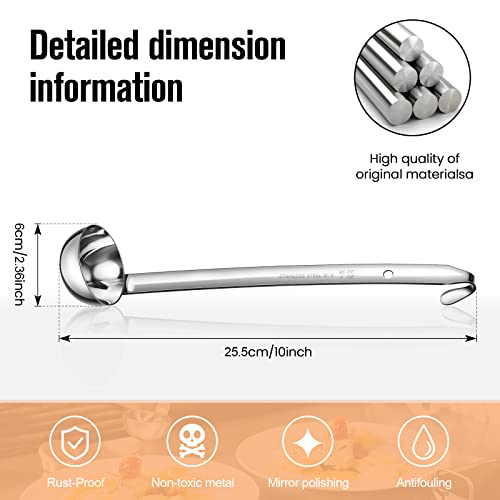 Cunhill 5 Pcs Soup Ladles Stainless Steel Serving Ladles with Long Handle for Serving, Cooking, Stirring, Portioning Kitchen Restaurant Accessories(2 oz)