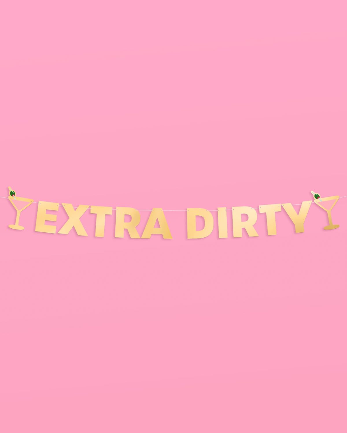 xo, Fetti Extra Dirty Martini Gold Foil Banner - 5 Ft. | Bachelorette Decoration, Birthday Party Sign, Casino Decor, Girl Cocktail Backdrop, Vegas Photo Booth Background