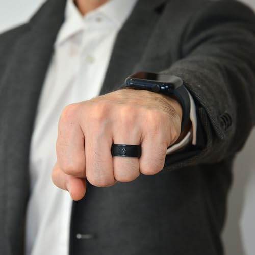 Rinfit Silicone Rings for Men - Mens Silicone Wedding Band - Infinity Silicone Ring Men - Rubber Wedding Rings - Patented Design - SetL, Size 8