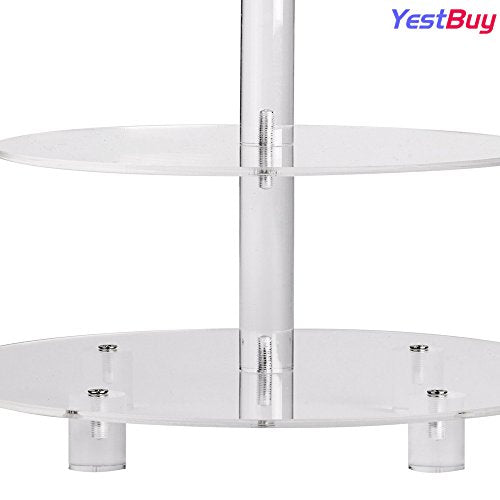 YestBuy 4 Tier Round Acrylic Cupcake Stand with Base, Premium Cupcake Holder, Acrylic Cupcake Tower Display Cady Bar Party Décor – Display for Pastry (4" Between 2 Layers with Base)