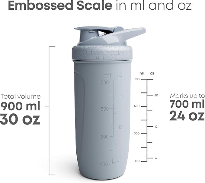 Smartshake Stainless Steel Protein Shaker Bottle for Protein Mixes 2 Pack, 30 oz | Leak Proof Shaker Cups for Protein Shakes | Blender Bottle Shaker | Protein Shaker Pack, Non-Insulated, Black & White