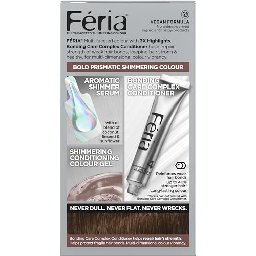 L'Oreal Paris Feria Multi-Faceted Shimmering Permanent Hair Color, 60 Crystal Brown (Light Brown), Pack of 1, Hair Dye