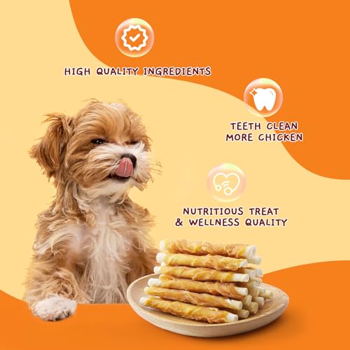 Jungle Calling Dog Treats, Chicken Wrapped Rawhide Sticks for Dogs, Delicious and Nutritious Training Reward Treats and Dog Chews Snacks, 6 oz