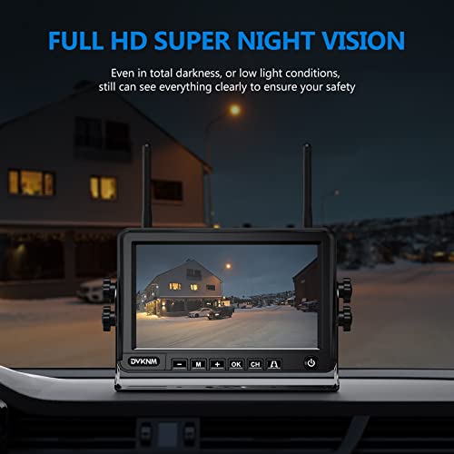 DVKNM 2 Magnetic Solar Wireless Backup Camera HD1080P 3 Mins DIY Installation DVR 7" IPS Monitor Rechargeable Reverse Camera System for Hitching Gooseneck Horse Trailer Fifth Wheels/Car RV Truck AP7-2