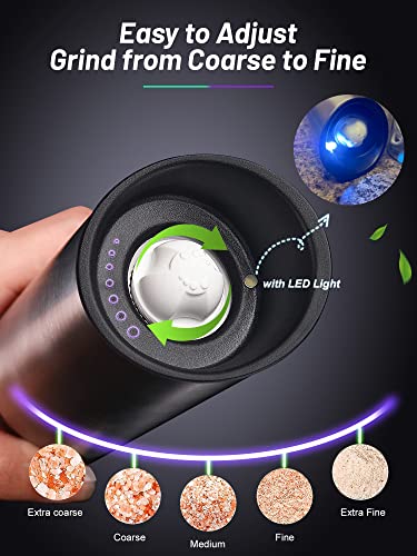 XinBaoLong USB Rechargeable Salt & Pepper Grinder, Adjustable Coarseness