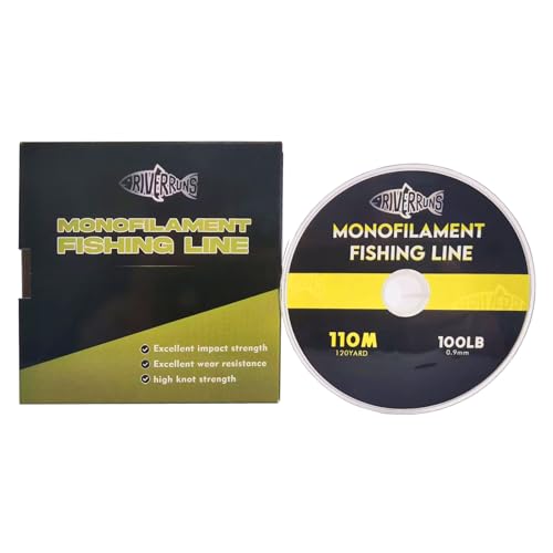 Riverruns Nylon Monofilament Fishing Leader Line with Spool, High Abrasion Resistance, Lower Light Refraction Leader Transparent Line 20-200LB, Suitable for Saltwater.(25lb, 0.45mm)