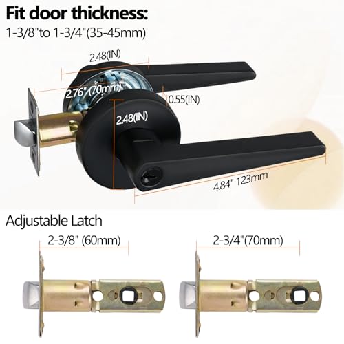 NEWBANG Round Plate Privacy Door Lever for Bedroom or Bathroom in Matte Black,TMC8820-DB-BK-12P