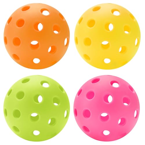 U-pick Pickleball Balls, Outdoor Pickleball Balls 4 Packs, Pickle Balls with Mesh Bag, High Elasticity & Balanced & Durable, 40 Holes Pickleball for All Skill Levels