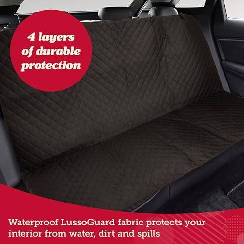 Lusso Gear Dog Car Seat Cover for Back Seat, Waterproof- Protects from Scratches, Shedding, Mud, & More, Non-Slip Cover Stays Securely in Place, Fits Your Car, Truck, & SUV (Basic Edition- Black)