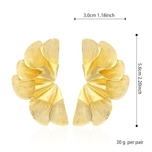 Vavhoo Gold Statement Earrings for Women Large Geometric Dangle Earrings Bohemian Flower Dangling Drop Earrings Exaggerated Metal Sectored Geometric Earrings for Women (Silver)