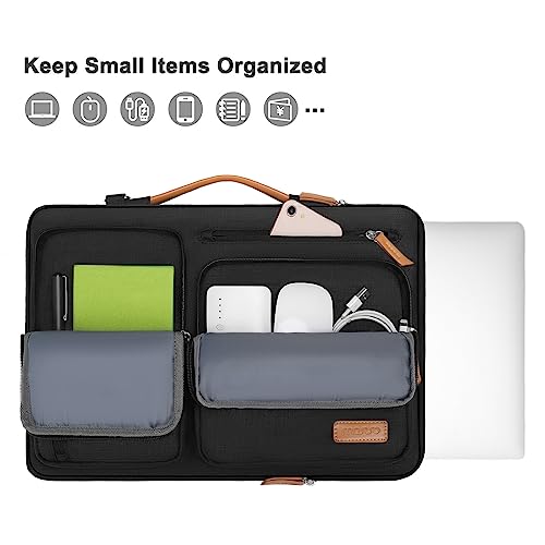 MOSISO 360 Protective Laptop Shoulder Bag,13-13.3 inch Computer Bags Compatible with MacBook, HP, Dell, Lenovo, Asus Notebook,Side Open Messenger Bag with 4 Zipper Pockets, Yellow