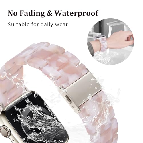 V-MORO Compatible iWatch Band Women Men- Fashion Resin iWatch Band Bracelet Metal Stainless Steel Rose Gold Buckle iWatch Series 3 Series 2 Sport&Edition 42mm/44mm