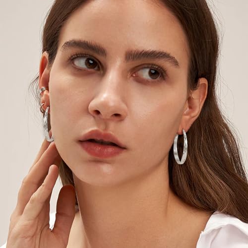 Senteria Large Silver Hoop Earrings for Women 925 Sterling Silver Hoop Earrings Hypoallergenic Silver Hoop Earrings Lightweight Big Silver Hoop Eearrings for Women