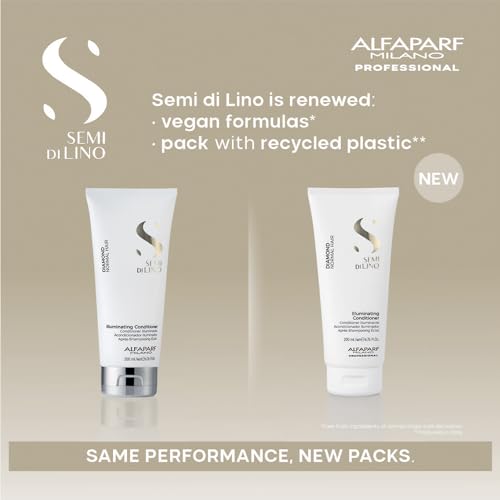 Alfaparf Milano Semi Di Lino Diamond Illuminating Travel Size Conditioner - Moisturizing Conditioner For Normal and Color Treated Hair - Sulfate & Paraben Free Professional Hair Care (1.69 oz / 50 ml)