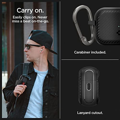Spigen Mag Armor (MagFit) Designed for AirPods Pro 2nd Generation Case 2022/2023 (USB-C/Lightening Cable) MagSafe Compatible Magnets Embedded - Matte Black