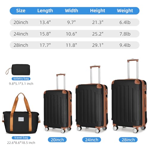 LARVENDER Luggage Sets 5 Piece Hard Shell Expandable Suitcase Set with Double Spinner Wheels TSA Lock (Mint Green, 5 Piece Set)