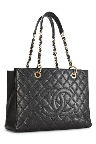 Chanel, Pre-Loved Black Quilted Caviar Grand Shopping Tote (GST), Black