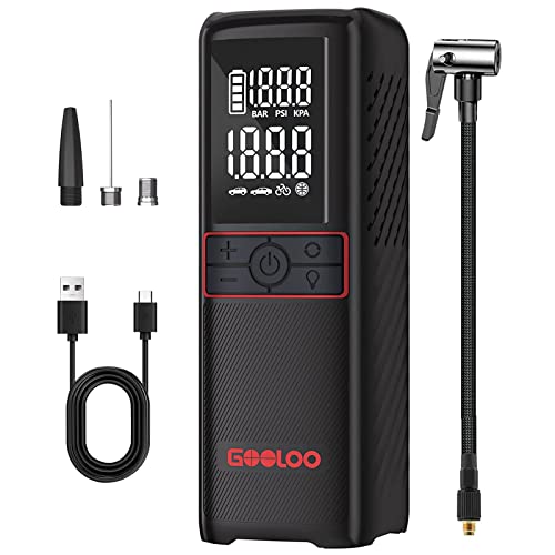 GOOLOO GT160 Tire Inflator Portable Air Compressor, 2X Faster 160PSI Portable Air Pump for Car Tires, Cordless Tire Pump with Digital Pressure Gauge for Cars, Bikes, Balls, Motorcycles,Auto-Shutoff