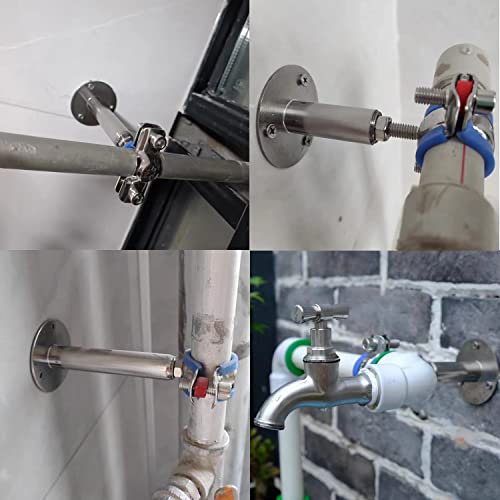 WYSIWYKA 2PCS 304 Stainless Steel Wall Ceiling Mount Pipe Supports, Split Ring Hanger for OD Pipe 60-65mm