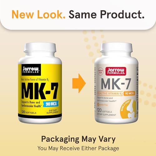 Jarrow Formulas MK-7 90 mcg - Bioactive Form of Vitamin K2 - 120 Servings (Softgels) - For Bone & Cardiovascular Health - Vitamin K2 MK-7 Dietary Supplement - K2 Vitamin Supplement MK-7 - Gluten Free