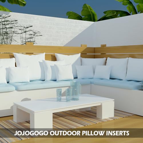 JOJOGOGO 12x20 Outdoor Lumbar Pillow Insert Waterproof Set of 4 Outdoor Lumbar Pillows for Patio Furniture Garden Swing and Front Porch