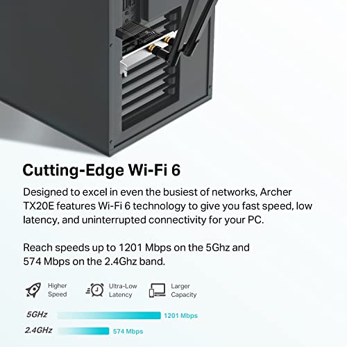 TP-Link WiFi 6 AX3000 PCIe WiFi Card (Archer TX3000E), Up to 2400Mbps, Bluetooth 5.2, 802.11AX Dual Band Wireless Adapter with MU-MIMO,OFDMA,Ultra-Low Latency, Supports Windows 11, 10 (64bit) only