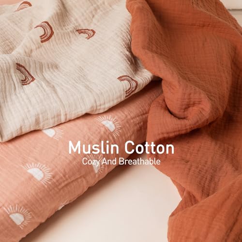 Gllquen Baby Muslin Bassinet Sheets 3 Pack, Breathable Elastic Cozy Fitted Cotton Bassinet Mattress Sheet for Baby Boy Girls, Fit for Hourglass Oval Rectangular Cradle Pad Sheets 33"X17" (Green)